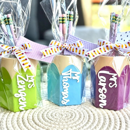 Personalized Teacher Pencil Cup & Engraved Pencils – Custom Desk Organizer, Teacher Gift