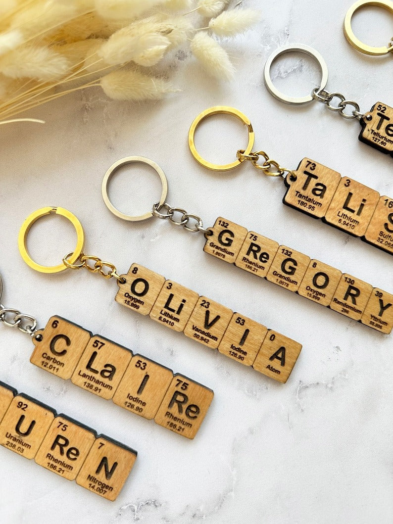 Custom Periodic Table Element Name Key Chain