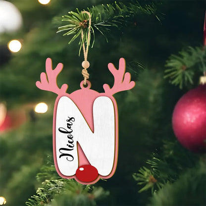 Personalized Christmas Letter Ornament 2025 Custom Family Initial Reindeer Decoration