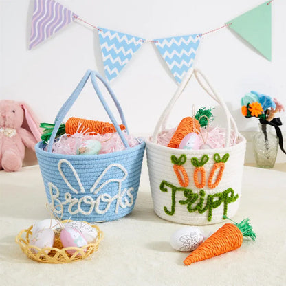 Personalized Easter Basket With Baby Name|Cute Bunny Custom Toddler Name Basket