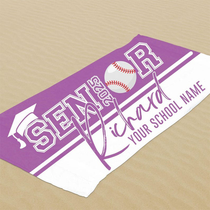 Personalized Senior Night Sport Beach Towel with Name and School Graduation Gift