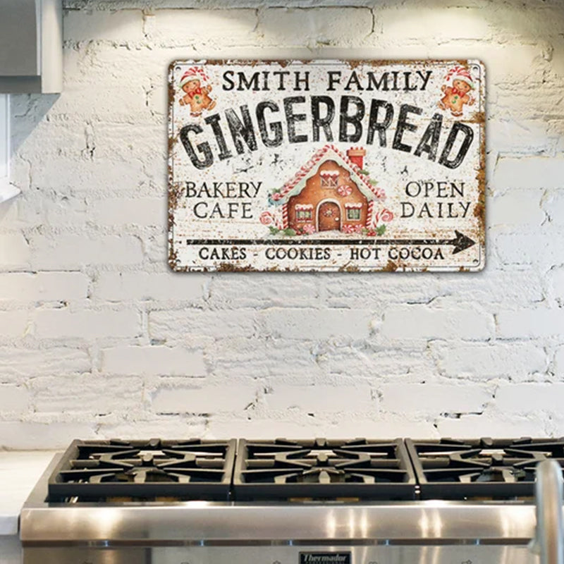 Custom Name Gingerbread Bakery Metal Sign