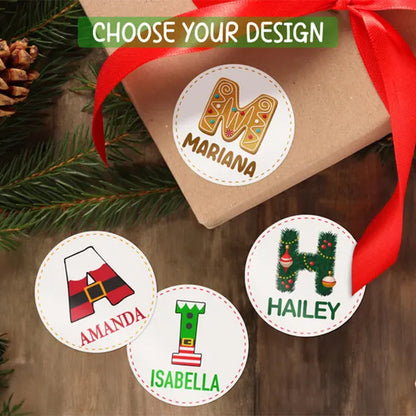 Personalized Round Name Stickers for Christmas Gifts