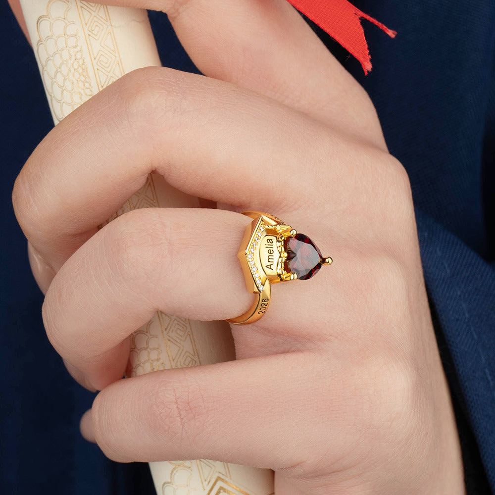 Bachelor's hat ring Women's customizable class ring Graduation Gift