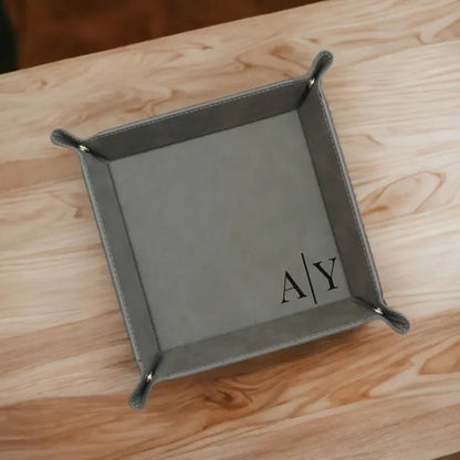 Personalized Leather Valet Tray, Engraved Vegan Leather Tray