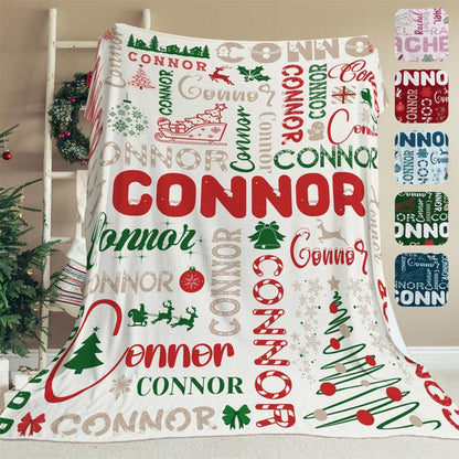Personalized Christmas Blanket | Custom Name Throw Blanket