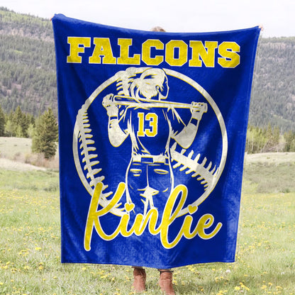 Softball Gift, Personalized Blanket with Name
