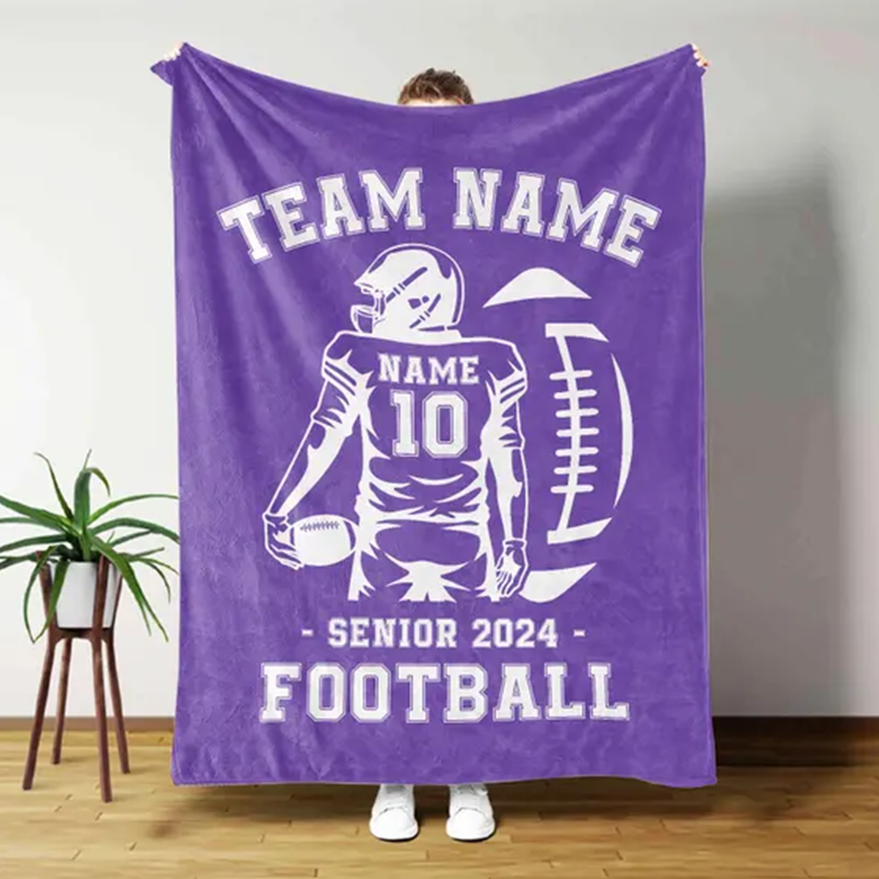 Name Football Senior Gift for Football Team Personalized Football Blanket