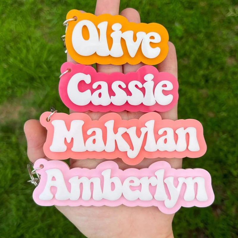 Backpack name keychain, 3d name keychain, name keychain, acrylic name keychain, backpack name tag, diaper bag tag