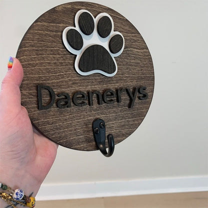 Personalized Dog Leash Holder || Custom Name Pet Leash Hook
