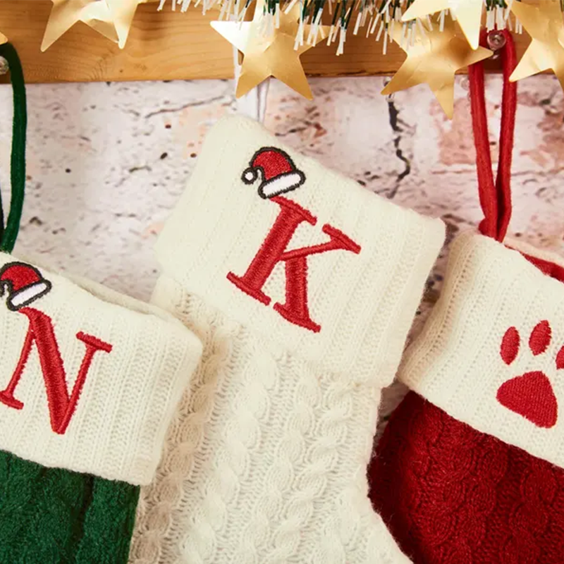 Personalized Mini Christmas Stockings with Names Family Knitted Christmas Stockings