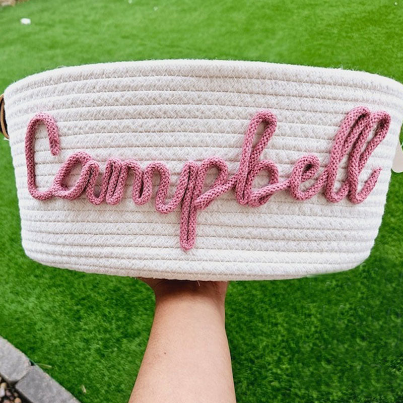 Personalized baby shower rope cotton baskets