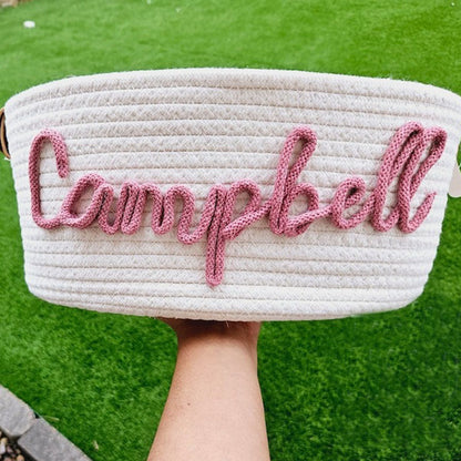 Personalized baby shower rope cotton baskets