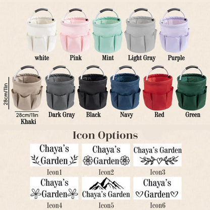 Personalized Gardening Tool Tote Bag, Custom Embroidered Garden Tool Tote Organizer