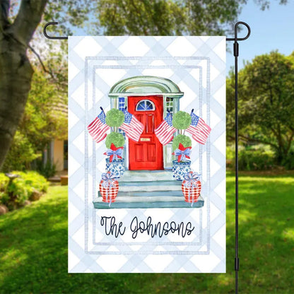 Personalized Patriotic Porch Garden Flag Custom Family Name Flag American Flag Door Decor