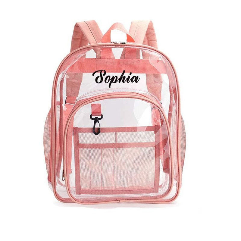 Clear Backpack, Personalized Name Heavy Duty PVC Transparent Backpack