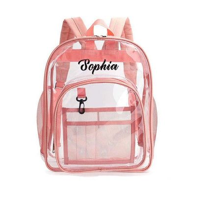 Clear Backpack, Personalized Name Heavy Duty PVC Transparent Backpack