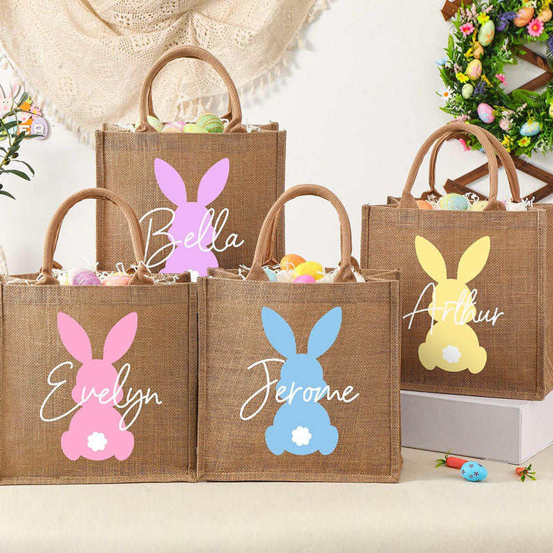 Personalized Easter Tote bag with Bunny,Easter Basket gift,Easter Bag with Name,Easter Gift