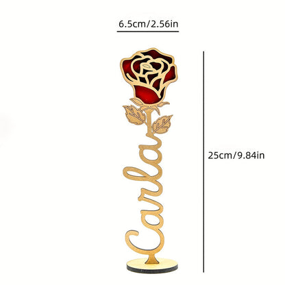 Personalized Wooden Rose Tabletop Decor