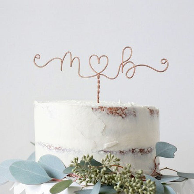 Arrow Initials Cake Topper Rustic Wire Personalized Custom Chic Name