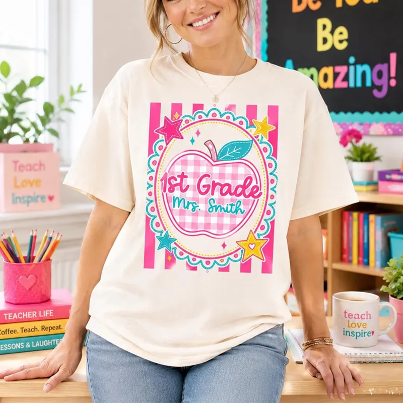 Comfort Colors Preppy Teacher Shirt, Trendy Stripes Back To School Shirt