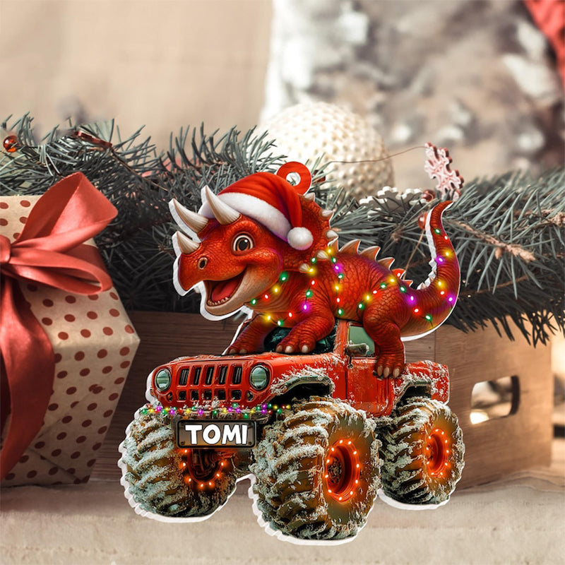 Custom Dinosaur Christmas Ornament, Monster Truck Ornament