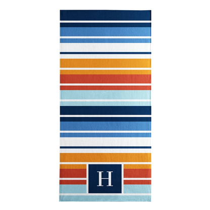 Personalized Beach Towel-Initial Stripes-Customized Towel-For the Beach Lover