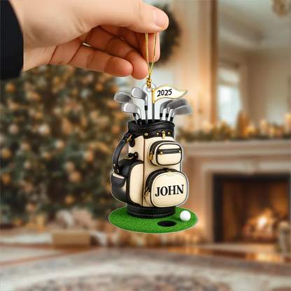 Personalized Golf Bag 2D Flat Ornament, Custom Name Golf Lover Christmas Ornament