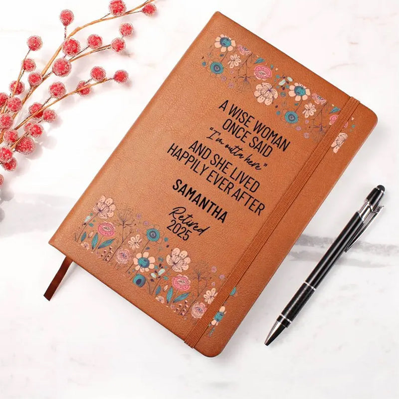 Personalized Retirement Gift for Her Happy Retirement Leather Journal