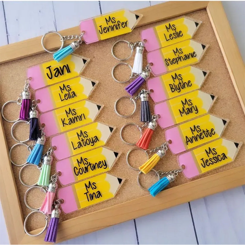 Personalized Pencil Keychain, Teacher Name School Appreciation Gift