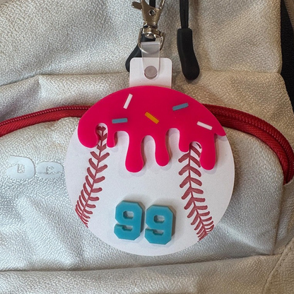 Personalized Baseball Bag Tag, Ice Cream Drip Bag Tag