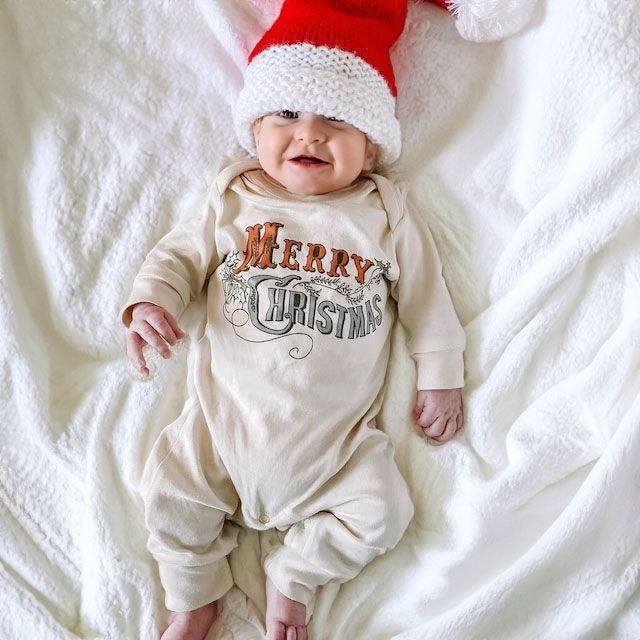 Merry Christmas Unisex Baby Outfit, Ugly Christmas Baby Outfit