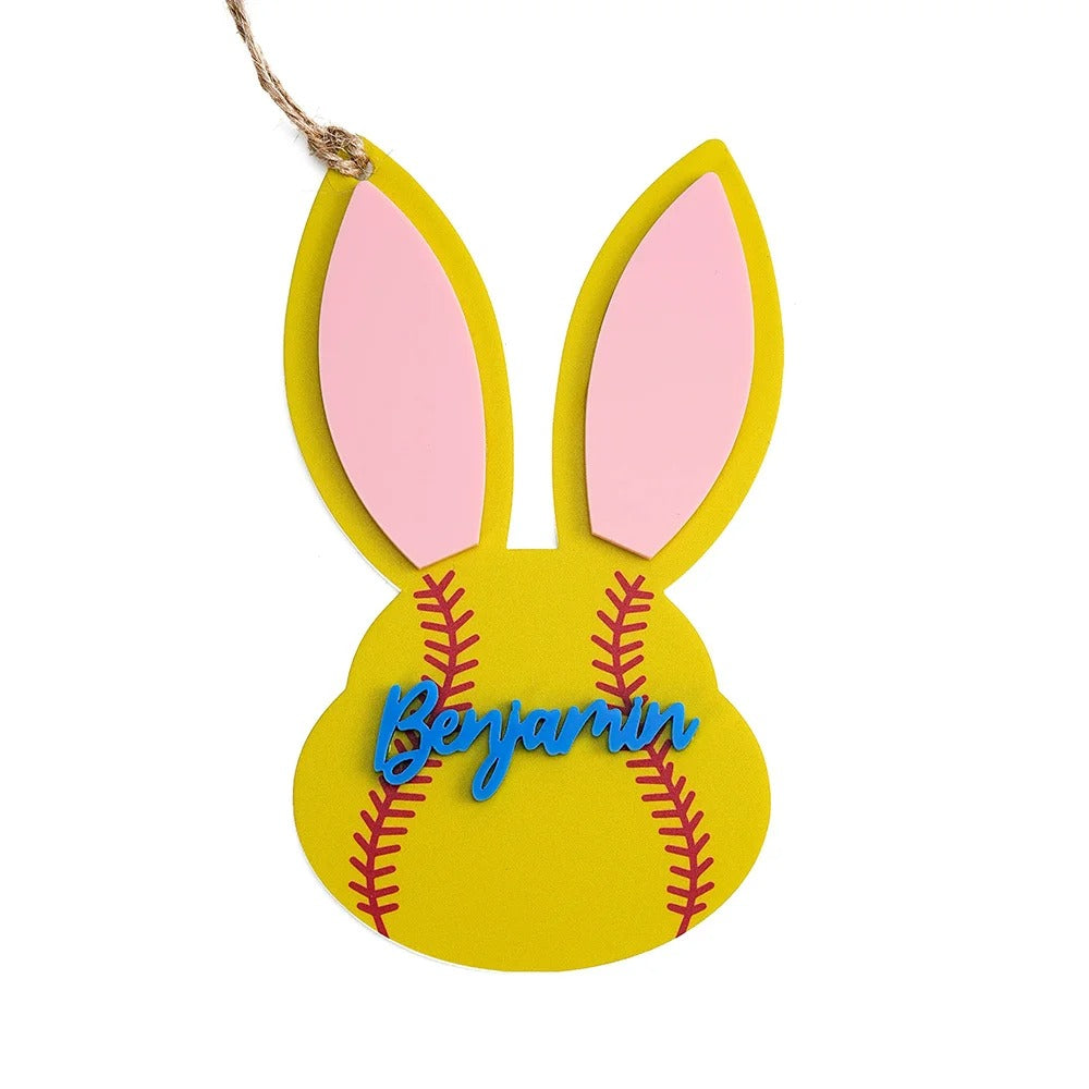 Personalized Basketball Baseball Softball Sports Acrylic Easter Bunny Basket