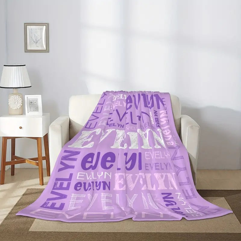 Custom Name Flannel Blanket - Contemporary Style, All-Season