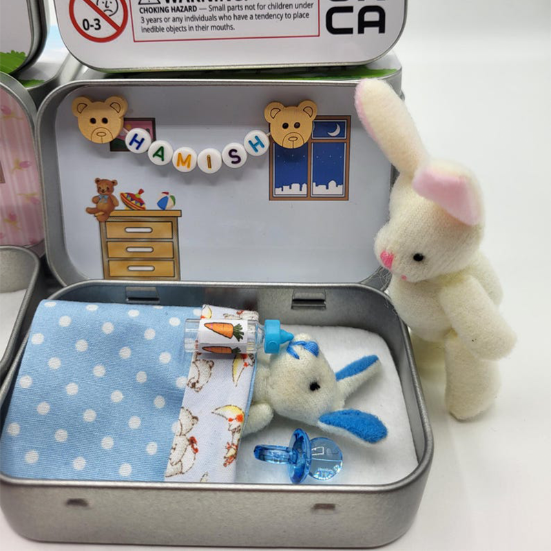 Bunny Easter Plush mummy and baby bunnies in Pocket Tin