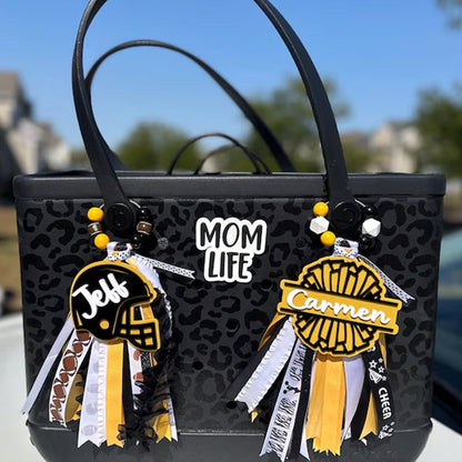 Cheer bogg bag tag, Cheerleader Tassel Charm Sport Duffle bag