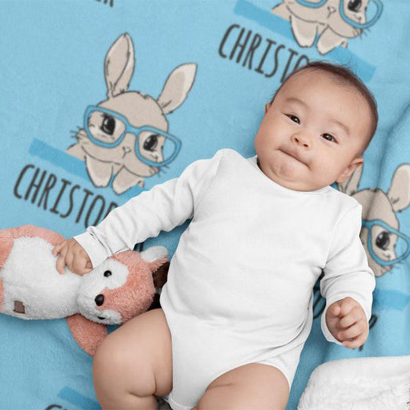 Easter Bunny Blanket-Baby Name Blanket-Bunny Baby