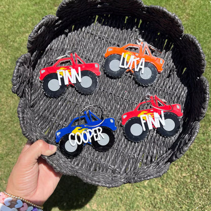 Monster Truck Keychain, Personalized Truck Bag Easter Tag