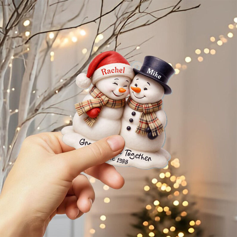 Custom Snowman Couple Ornament, Christmas Gift For Couple