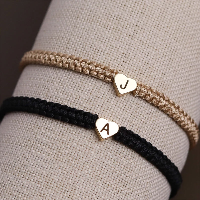 Set of 2 Custom Engraved Initial Bracelets for Couples and Friendships