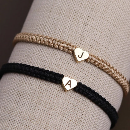 Set of 2 Custom Engraved Initial Bracelets for Couples and Friendships