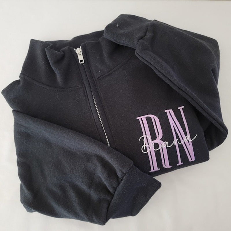 Nurse Custom Quarter Zip Sweatshirt-Jerzees Nublend Quarter Zip-Custom Embroidered