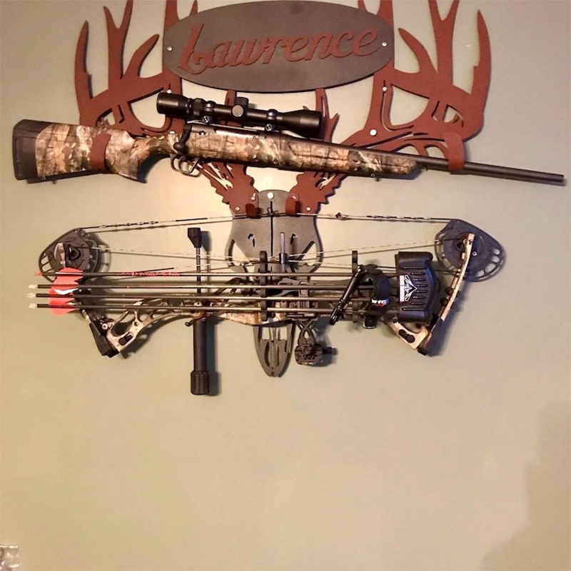 Custom made personalized metal bow holder gun and crossbow