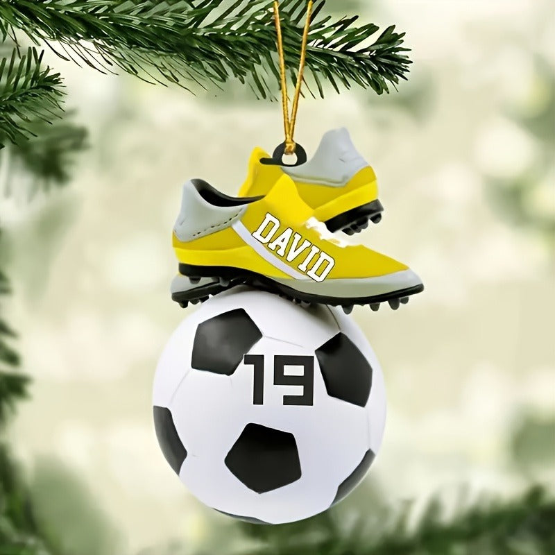 Personalized Soccer Christmas Ornament - Custom Name & Number