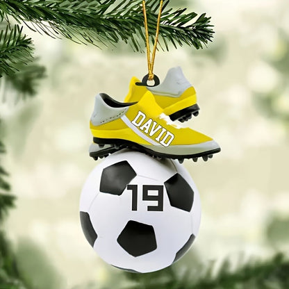 Personalized Soccer Christmas Ornament - Custom Name & Number