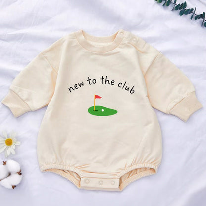 New To The Club Golf Baby Bubble Romper|First Birthday Baby Romper
