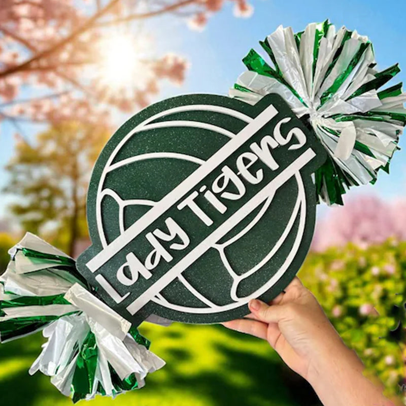Volleyball Cheer Stick – Custom Spirit Sign with Pom Poms