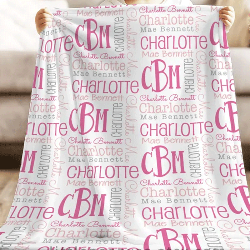 Personalized Baby Name Blanket - Baby Blanket - Name Pattern Blanket