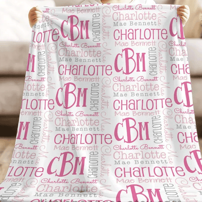 Personalized Baby Name Blanket - Baby Blanket - Name Pattern Blanket