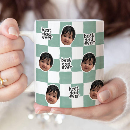 Best Dad Ever Custom Baby Photo Retro Mug, Personalized Father's Day Gift